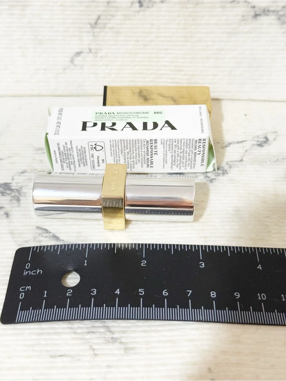 Prada Monochrome Hyper Matte Lipstick  Color B02 Quartz Pink Nude